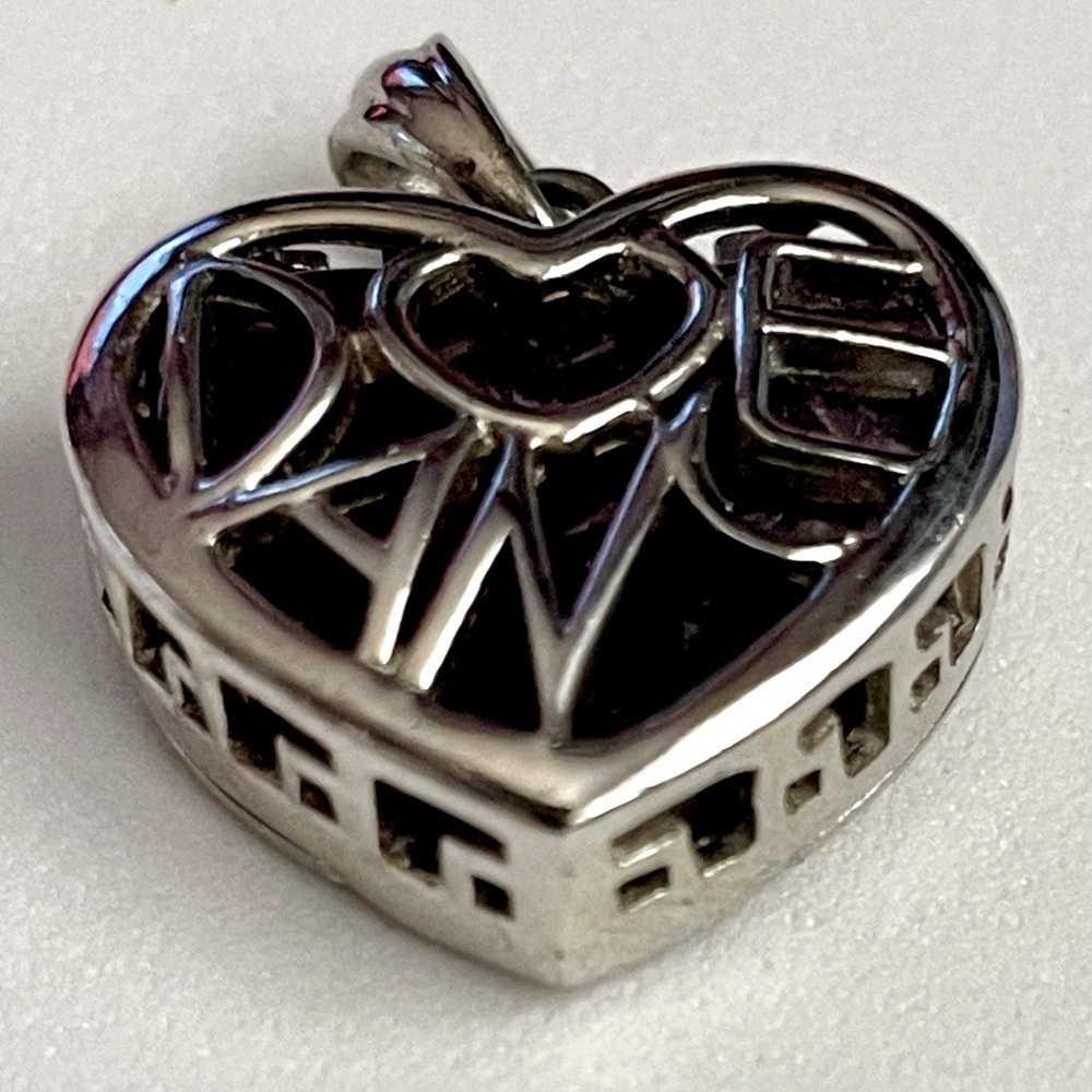 Silver Heart Shaped Locket with Amethyst Stone and Dance Details - Picture 2 of 4